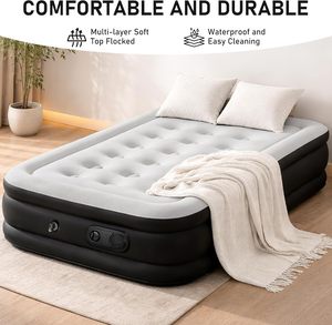 <b>Single</b> Foldable Portable Foam Air Mattress Convertible <b>Inflatable</b> <b>Bed</b> with Built-in Pump Suitable for Outdoor Camping Home Use - Product Image 5