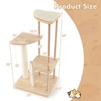 Arbre à chat en bambou pour chats d'intérieur, tour de chat moderne à plusieurs niveaux avec perchoir rembourré en sisal
