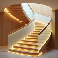 Luxus villa Modern Glass Step Wendeltreppe Hochwertige Indoor Holz profil Helical Round Stairs