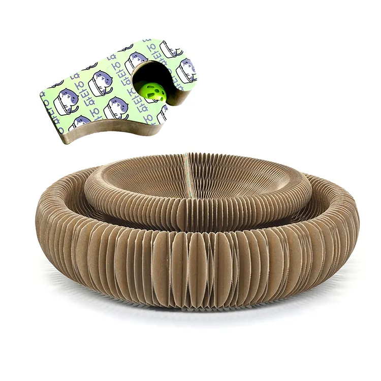 Wholesale Large Magic Organ Cat Toy Foldable Corrugated Scratcher Cat Accordion Toy with Bell Ball