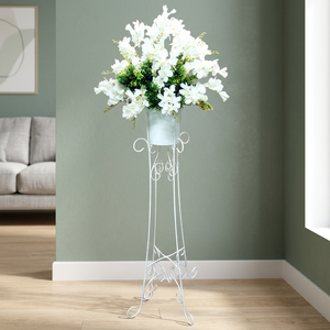 Soporte Metálico para Macetas, Colores Blanco/Negro, Fácil de Transportar, Ligero, Diseño Nórdico, Reutilizable, Uso Interior/Exterior, Jardinería, Hogar - Product Image 1