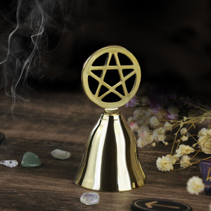 Nouveau pentagramme méditation laiton cloche table à manger cloche tarot cérémonie entourant or petite cloche divination accessoire - Product Image 2