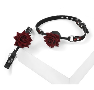 Juguetes sexuales para adultos SM: Cinta de silicona con encaje, bola perforada, tapón bucal de rosa, instrumento de tortura para entrenamiento de esclavas femeninas - Product Image 4