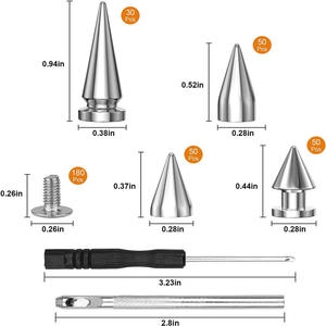 180 टेप किए हुए चमड़े के पंक रिवेट स्पाइक स्टड डिय स्क्रू धातु बुलेट-नुकीले हेड प्लेटिंग तकनीक - Product Image 2