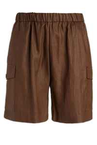 Hot Selling Designer Brian Dales Brown Mixed Linen <b>Shorts</b> Cargo Style <b>Elastic</b> <b>Waist</b> Bermuda <b>Shorts</b> - Product Image 2