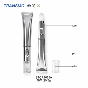 Eco-Conscious Recycle-Friendly <b>Lip</b> Paste Dispensing Tube Built-In Metal Applicator Tip Soft Plastic Cosmetic Hose - Product Image 1