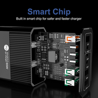 Adaptateur mural USB-C + USB PD 3.0 OTP 6 en 1 populaire de 55 watts, charge rapide QC 3.0 5V/2.4A, chargeur d'écouteurs