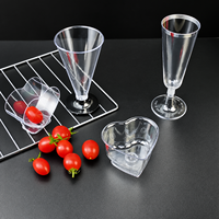 Mini-verres à vin jetables en mousse PS, verres à cocktail transparents en plastique avec bords dorés et argentés, verres à champagne