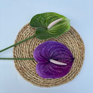 Plante artificielle réaliste en plastique de haute qualité, grande fleur blanche et verte Anthurium, centre de table pour mariage, fête des Mères - Product Image 3