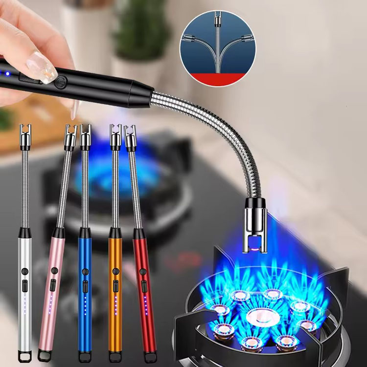 Оптовая продажа, аксессуары для кухни, зажигалка с USB-зарядкой, импульсное зажигание, природный газ, благовония, свеча, зажигалка для барбекю, уличная зажигалка