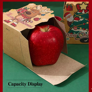 Set Kotak Hadiah Apel Natal dari Kertas Kraft, Santa, Rusa, Manusia Salju, Tas Permen Lucu, Kotak Hadiah Liburan Grosir - Product Image 6