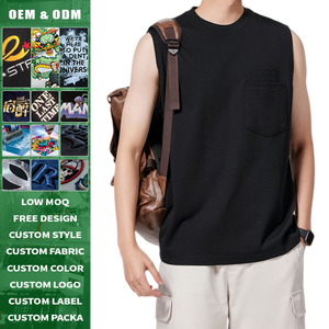 Débardeur en coton mercerisé tricoté à l'ammoniaque liquide 240g pour homme, sensation fraîche d'été, avec poche plaquée 3D, sans manches - Product Image 2