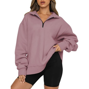 Fitspi Womens oversize mezza <span class=keywords><strong>Zip</strong></span> Pullover a maniche lunghe felpa <span class=keywords><strong>con</strong></span> cappuccio quarto <span class=keywords><strong>con</strong></span> <span class=keywords><strong>Zip</strong></span> alla moda abiti per ragazze adolescenti autunno - Product Image 1