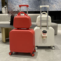 Valise à roulettes légère et compacte pour homme et femme, 18 pouces, avec serrure à combinaison, ensemble de bagages de voyage