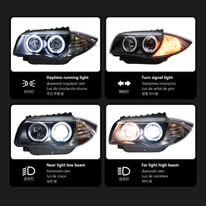 ไฟหน้า Phares E87 สำหรับรถ BMW ซีรีส์ 1 E87 ปี 2004-2011 ชุดไฟหน้า LED พร้อม Angel Eyes โปรเจคเตอร์เลนส์ DRL ไฟเลี้ยว ไฟสูง - Product Image 4