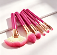 Ensemble de pinceaux de maquillage 6 pièces/ensemble avec sac, poils en nylon de qualité supérieure, manche en bois de rose, tube en aluminium durable, étui portable à fermeture éclair