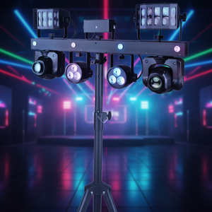 Pack de Lumières LED RVBW Portables à Tête Mobile, Effets 5-en-1 (Beam, Derby, Par, Spot, Strobe) avec Sac de Transport pour Clubs de Nuit, KTV, DJ et Scènes - Product Image 1