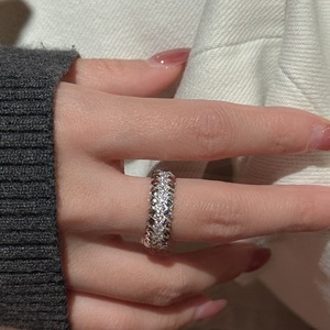 Bague en argent sterling S925, style médiéval vintage, micro-zircon, simple, basique, incrustée, tressée, avec bijoux légers, ensemble de torsades de pâte frite - Product Image 2