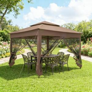 ศาลาพักผ่อนกลางแจ้งแบบพับได้ทันสมัยพร้อมโครงเหล็ก สีดำ สีน้ำตาล ทนทาน กันน้ำ เฟอร์นิเจอร์กลางแจ้ง - Product Image 4
