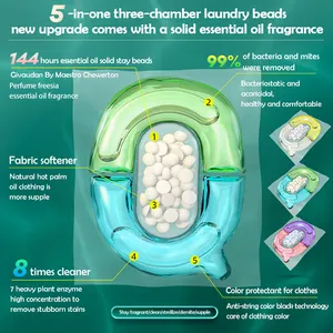5IN1 quần áo giặt mùi loại bỏ trang phục chất tẩy rửa vỏ viên nang tập trung giặt Gel hạt