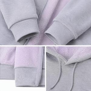 Premium fleece <b>lined</b> hoodie <b>Sherpa</b> lining zip up hoodie Winter streetwear for men Relaxed fit heather gray hoodie - Product Image 2