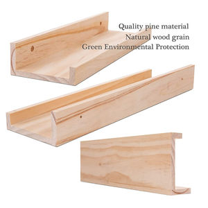 طقم من 3 أرفف عائمة من الخشب الطبيعي مقاس 16 بوصة رف تخزين خشبي مثبت على الحائط بنفس الأبعاد - Product Image 4