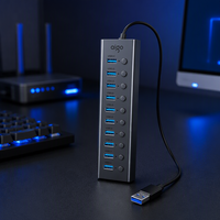 Adaptateur USB multiport haute performance 10-en-1, extension de port d'entrée USB-C pour station de travail domestique, station d'accueil pour périphériques USB