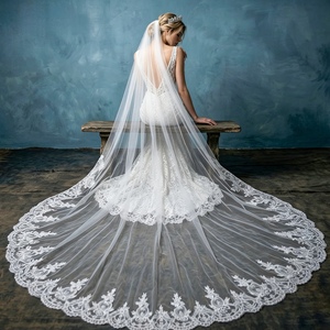 <span class=keywords><strong>Voile</strong></span> de mariée LUOXIN longueur cathédrale avec bordure en dentelle, élégant <span class=keywords><strong>voile</strong></span> de mariage grandiose pour robe de mariée - Product Image 4