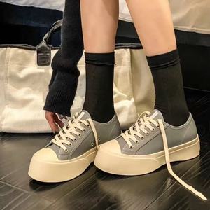 Zapatos de Mujer con Cordones y Malla, Diseño Retro Clásico, Color Azul, Suela Gruesa de Lujo, Tendencia de Moda, Versátiles - Product Image 4