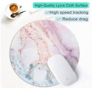 Rectangular Marble Pattern Scratch Proof Heated Cartoon Mouse Pad Art Style Office Desk <b>Mat</b> Pink Blue White Design Stock - Product Image 3