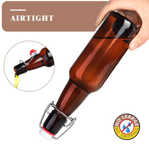 Bouteille de bière <span class=keywords><strong>allemande</strong></span> à bouchon rabattable en verre Bouteilles de jus de fruits ambrées Bouteille de jus de liège avec logo personnalisé - Product Image 3