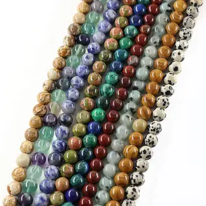 Contas de pedras preciosas de quartzo 6mm, fio redondo, contas de pedra solta para fabricação de pulseira de jóias
