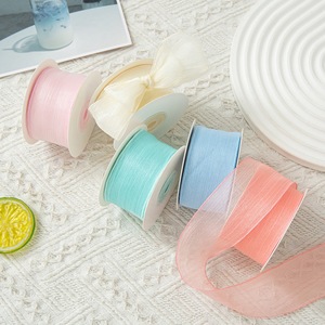 ริบบิ้นผ้าออร์แกนซ่าชีฟองแบบม้วน ขอบกลิตเตอร์ สำหรับตกแต่งกล่องของขวัญคริสต์มาส - Product Image 2