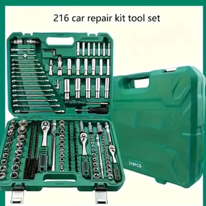 طقم أدوات إصلاح السيارات الفاخر مكون من 216 قطعة مع مفاتيح سقاطة ومقابس - Product Image 5