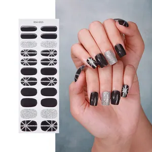 High Quality 20-Piece No Baked Plastic Gel Nail Wraps Solid Color Semi-Cured Nail Gel Sticker High-End Stickers Decals