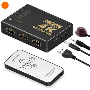 5 Puerto UHD 3D 4K 1080p conmutador HDMI interruptor Selector Splitter Hub 5x1 Control Remoto iR HDTV 5 de entrada 1 salida 5-puerto de vídeo portátil caja de