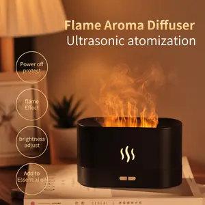 Groothandel Flame Luchtbevochtiger Diffuseur Lamp Draadloze 180Ml Aroma Diffuser Warm Vlam Diffuser