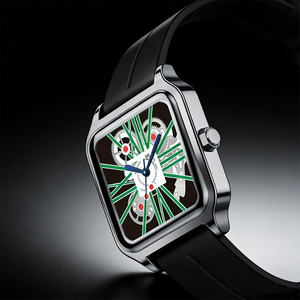 Montre à quartz légère pour homme, de luxe discret, écologique, en acrylique, style sportif, cadran carré, bracelet magnétique, chiffres arabes, pour le commerce transfrontalier - Product Image 3