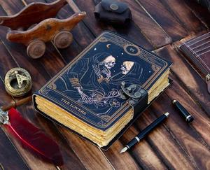 สมุดบันทึกหนังโบราณขอบฝาปิดหนังสือกระดาษวินเทจของเงาสมุดบันทึก Grimoire สมุดร่างหนังโดยผู้จัดจําหน่ายอินเดีย - Product Image 2