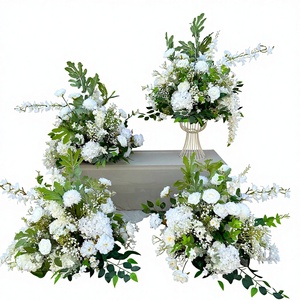 Boules de fleurs artificielles en soie blanches, roses et hortensias, pour centres de table de mariage et décoration d'événements - Product Image 1