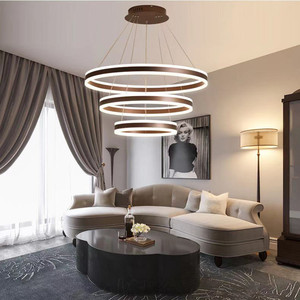 Lustre LED moderne en acier inoxydable doré, contrôle par interrupteur, intensité variable, blanc chaud 3500K, hauteur réglable, Ra90, garantie 5 ans - Product Image 3