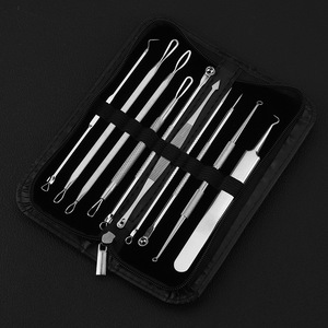Stainless steel acne needle set (10 pieces) for removing blackheads and whiteheads, salon-grade acne extraction tools. - Product Image 1