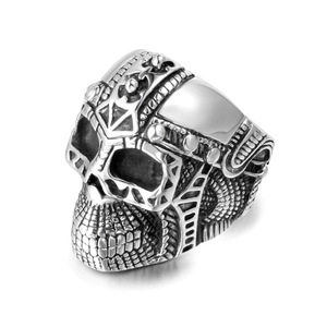 Skull <b>Titanium</b> Steel <b>Ring</b> Men's Punk Fashion Jewelry SA458 Skeleton Metal Retro Geometric Design Gift - Product Image 1