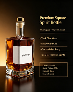 Bouteille en verre carrée transparente de 500 ml et 750 ml pour rhum, whisky, <span class=keywords><strong>vodka</strong></span>, liqueur avec bouchon en liège à vendre - Product Image 5