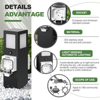 Prise de courant extérieure étanche avec double prise, prises standard multi-pays personnalisées pour camping-car, camping, jardin, cour