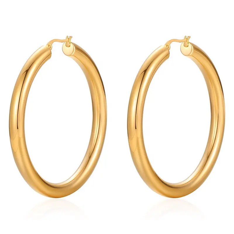 MICCI Wholesale Custom Hypoallergenic Hoop Earrings 18K Gold Plated Jewelry Stainless Steel Waterproof Non Tarnish Free Jewelry