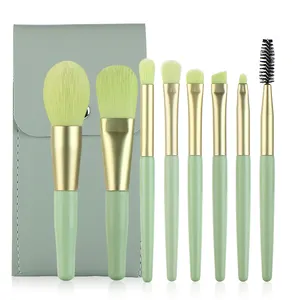 HaoKey 8pcs Eyes Eyebrows Eyelashes Powder Blusher Brush Powder Blush Lash Makeup Brush High Quality Full Set- Green