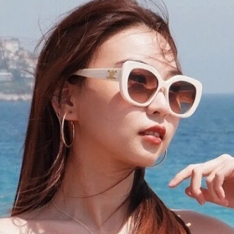 Óculos de sol sem aro de mulheres de marcas famosas, óculos de sol vintage de luxo personalizados de moda de 2024