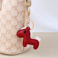 Mini porte-clés pendentif en cuir PU, motif dessin animé Cheval du Nouvel An, figurine animalière, breloque de sac, cadeau souvenir