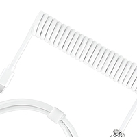 Kabel Keyboard Konektor Penerbangan DIY, Kabel Data USB Tipe-C Berlilit, Kabel Komputer Gaming Berjalin